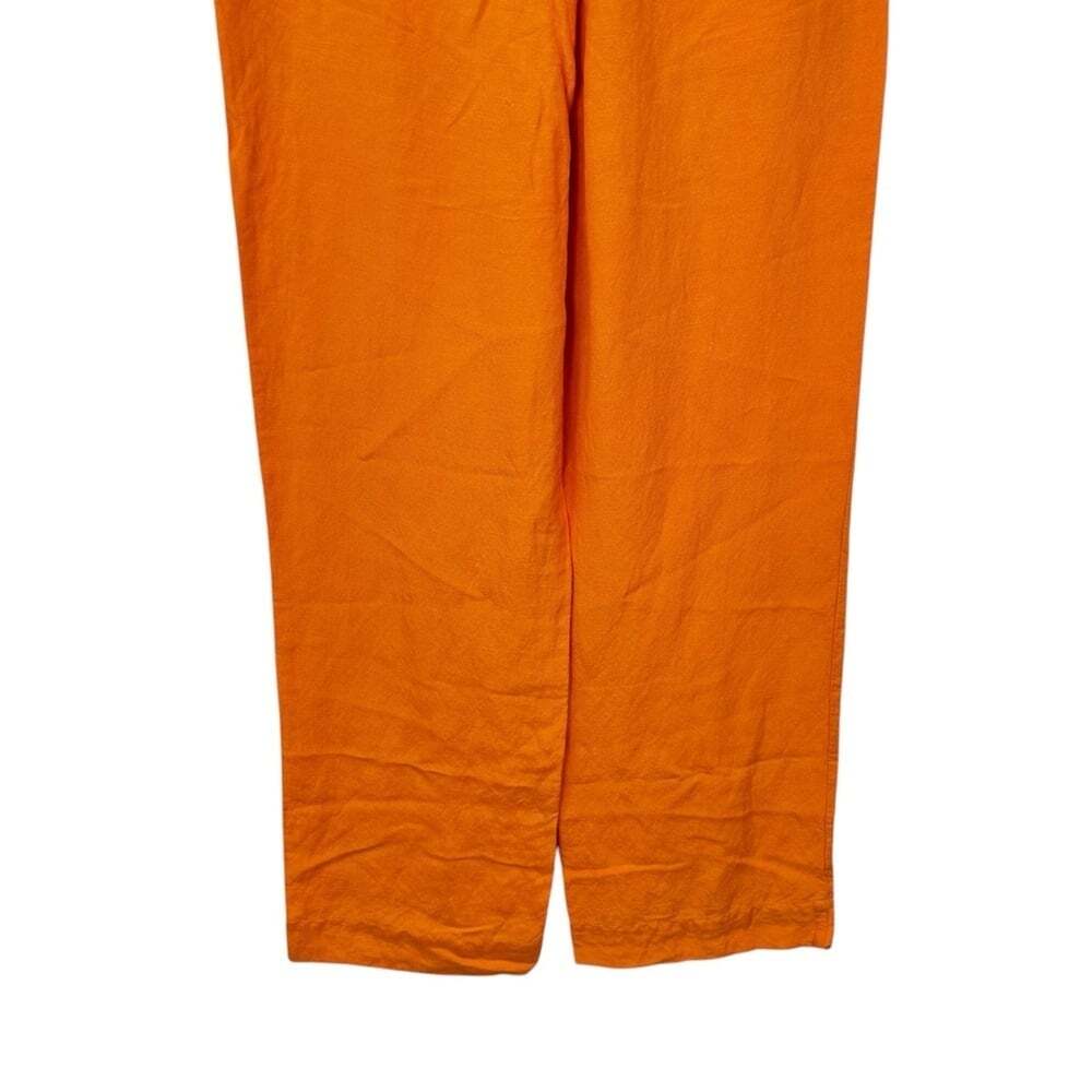 YEST Orange Linen Pants Women’s Size 6 Wide Leg Beachy Vacation Vibes Boho Chic - Picture 7 of 15